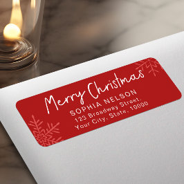 Modern Script Snowflakes Christmas Return Address