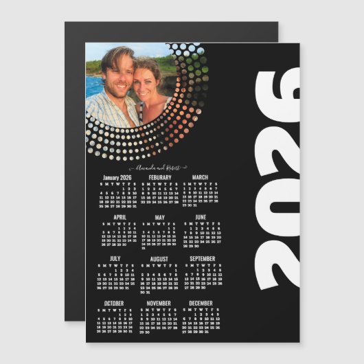 Modern Script Stylish 2026 Calendar Photo Magnet  (Vorne/Hinten)