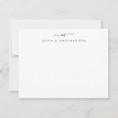 Modern Script Swash Monogram Couple Stationer Mitteilungskarte (Vorderseite)