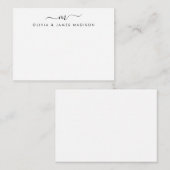 Modern Script Swash Monogram Couple Stationer Mitteilungskarte (Vorne/Hinten)