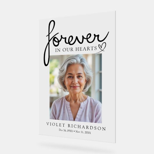 Modern Script Sympathy Photo Memorial Acrylschild (Winkel)