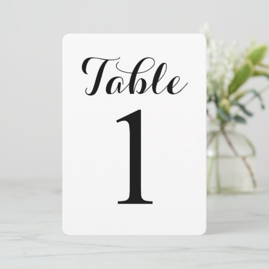 Modern Script Tabelle 1 | TISCHNUMMER (Stehend Vorderseite)