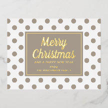 Modern Script Taupe Frohe Weihnachten Gold