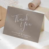 Modern Script Taupe Wedding Vielen Dank Karte