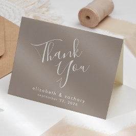 Modern Script Taupe Wedding Vielen Dank Karte