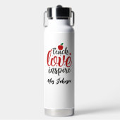 Modern Script Teach Love Inspire Teacher Trinkflasche (Vorderseite)