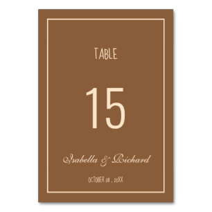 Modern Script Terracotta Hochzeit im Herbst Table  Tischnummer
