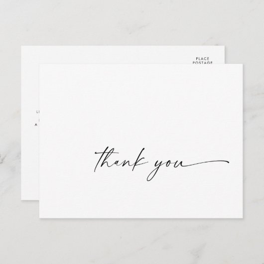 Modern Script Thank You Postcard Postkarte (Vorne/Hinten)