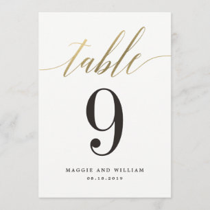 Modern Script Tischnummer Card Imitat Gold