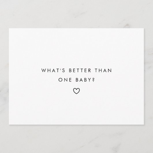 Modern Script Twins Minimalistic Baby Pregnancy Ankündigung (Vorderseite)