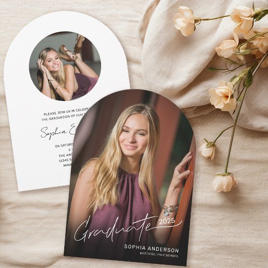 Modern Script Typografy Foto Abschluss Arch Einladung