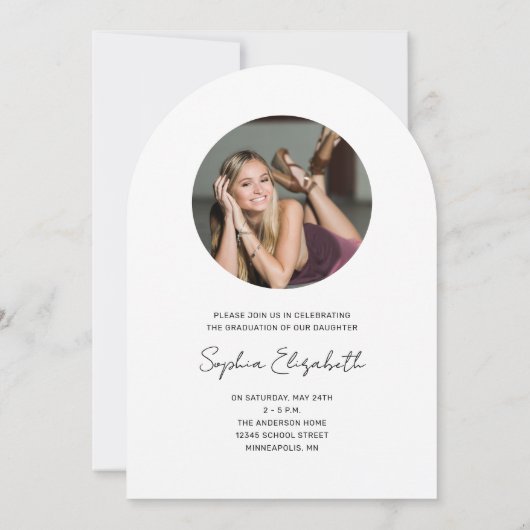 Modern Script Typografy Foto Abschluss Arch Einladung (Rückseite)