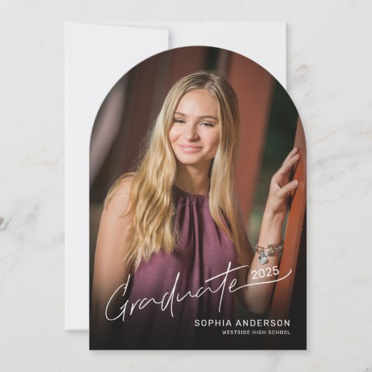 Modern Script Typografy Foto Abschluss Arch Einladung (Vorderseite)