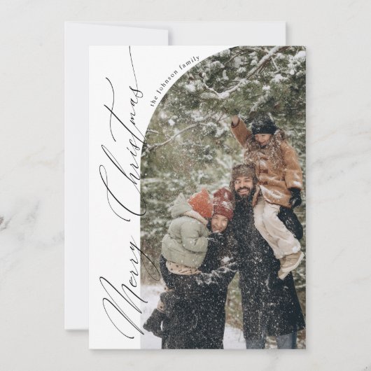 Modern Script Typografy Half Arch Foto Weihnachten (Vorderseite)