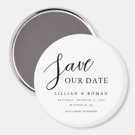 Modern Script Typografy Save the Date Magnet (Vorderseite/Rückseite)