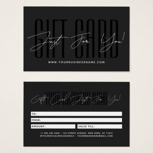 Modern script typography business gift card  (Vorne & Hinten)