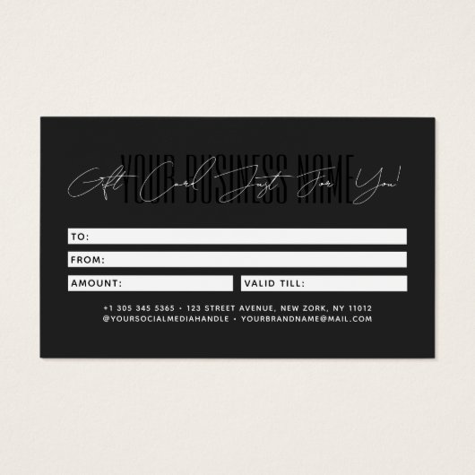 Modern script typography business gift card  (Rückseite)