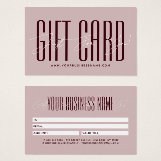 Modern script typography business gift card  (Vorne & Hinten)