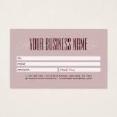 Modern script typography business gift card  (Rückseite)