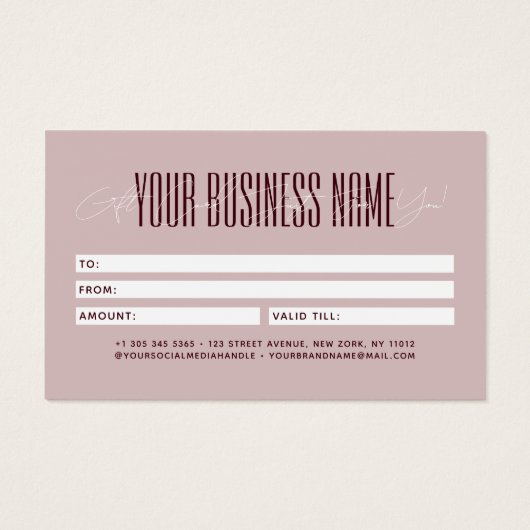 Modern script typography business gift card  (Rückseite)