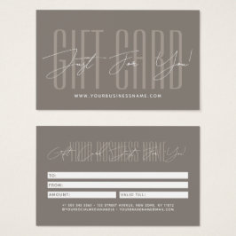 Modern script typography business gift card