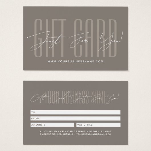 Modern script typography business gift card  (Vorne & Hinten)