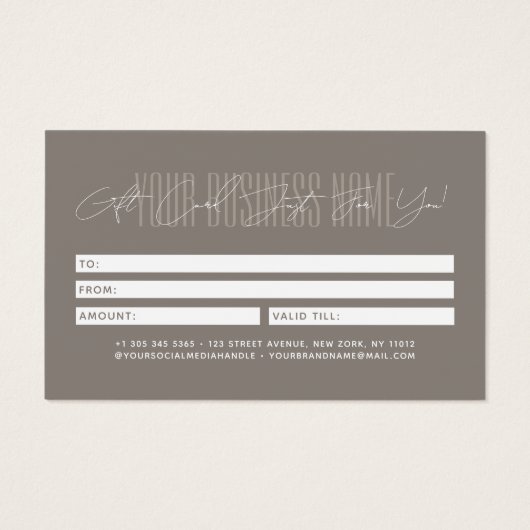 Modern script typography business gift card  (Rückseite)