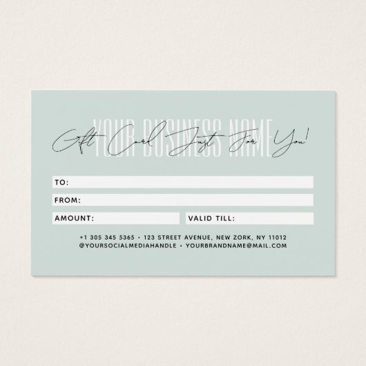 Modern script typography business gift card  (Rückseite)