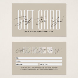 Modern script typography business gift card