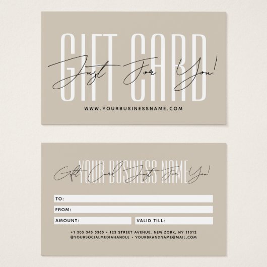 Modern script typography business gift card  (Vorne & Hinten)