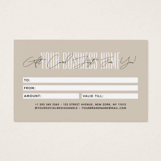 Modern script typography business gift card  (Rückseite)