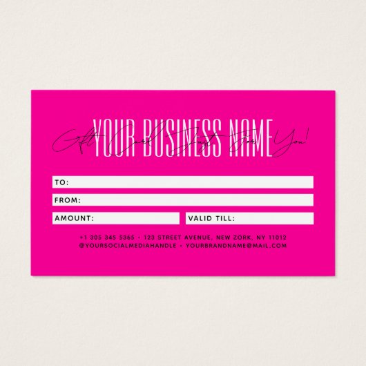 Modern script typography business gift card  (Rückseite)