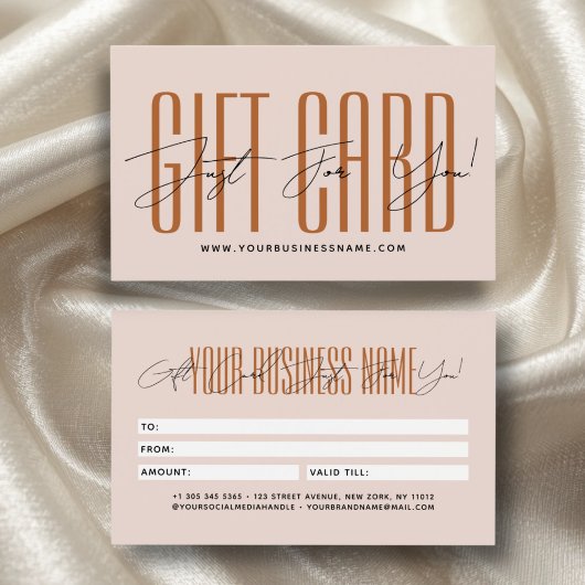 Modern script typography business gift card