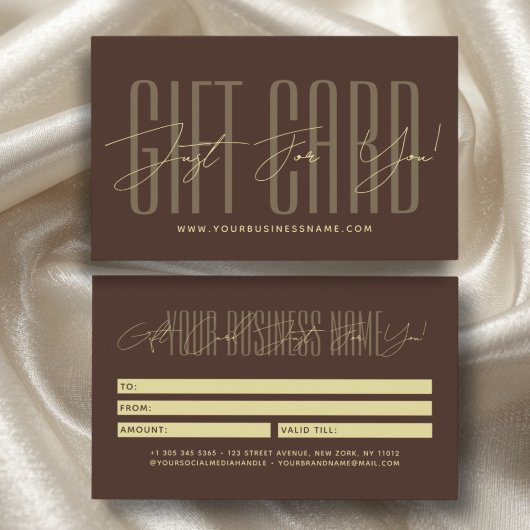 Modern script typography business gift card
