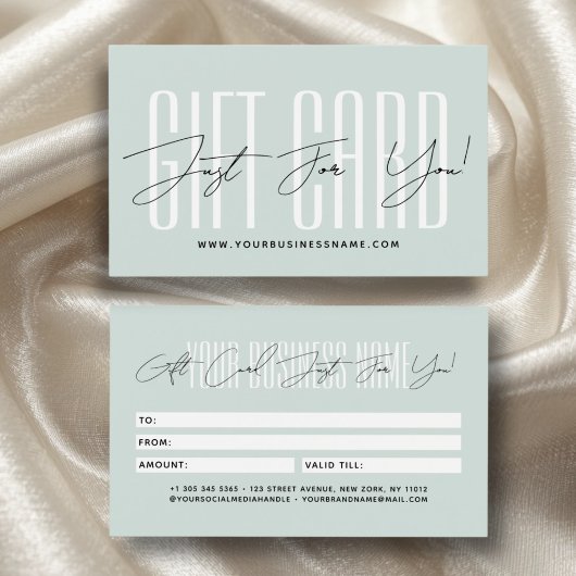 Modern script typography business gift card