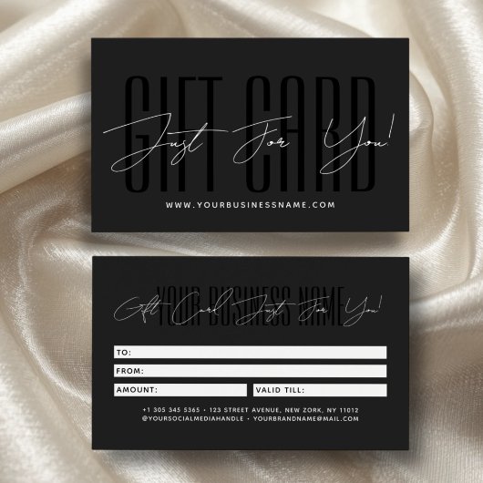 Modern script typography business gift card