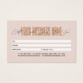 Modern script typography business gift card  (Rückseite)