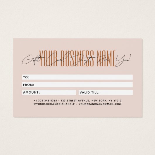 Modern script typography business gift card  (Rückseite)