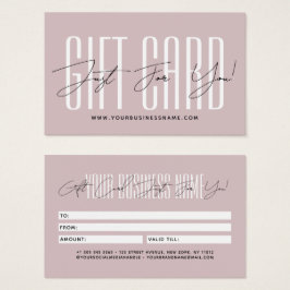 Modern script typography business gift card