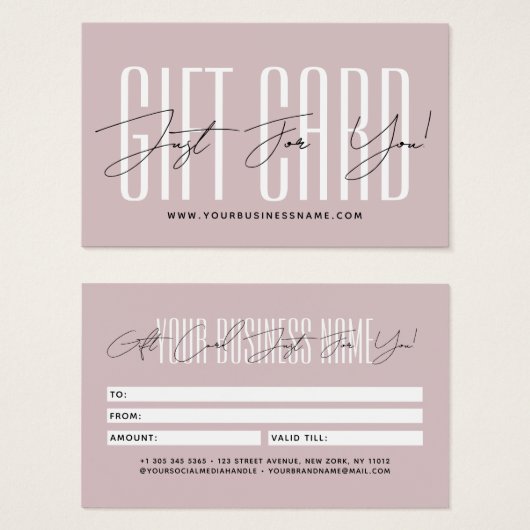 Modern script typography business gift card  (Vorne & Hinten)