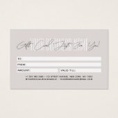 Modern script typography business gift card  (Rückseite)