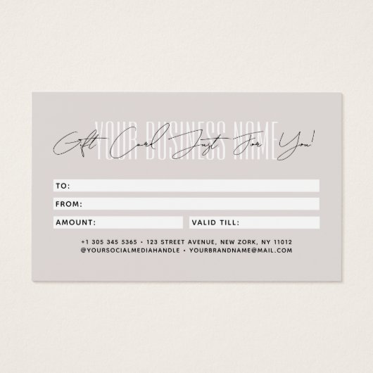 Modern script typography business gift card  (Rückseite)