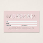 Modern script typography business gift card  (Rückseite)