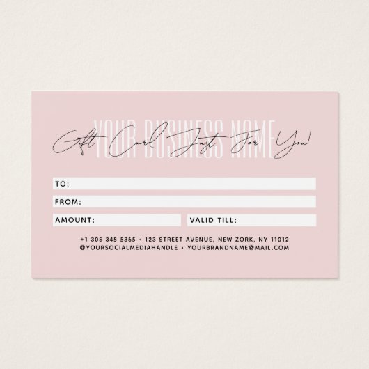 Modern script typography business gift card  (Rückseite)