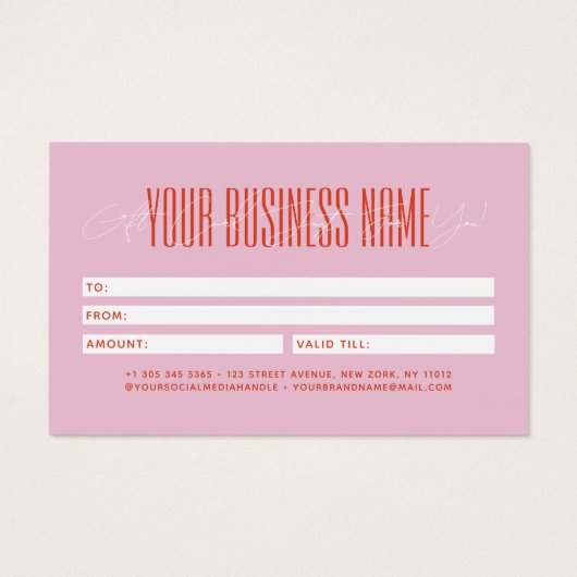 Modern script typography business gift card  (Rückseite)