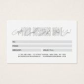 Modern script typography business gift card  (Rückseite)