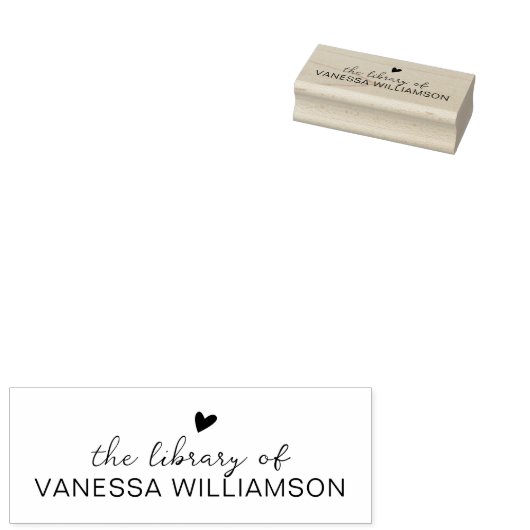 Modern Script Typography Custom Name Book Library Gummistempel (Stempel)