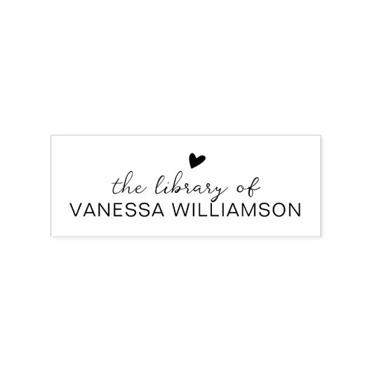 Modern Script Typography Custom Name Book Library Gummistempel (Prägung)