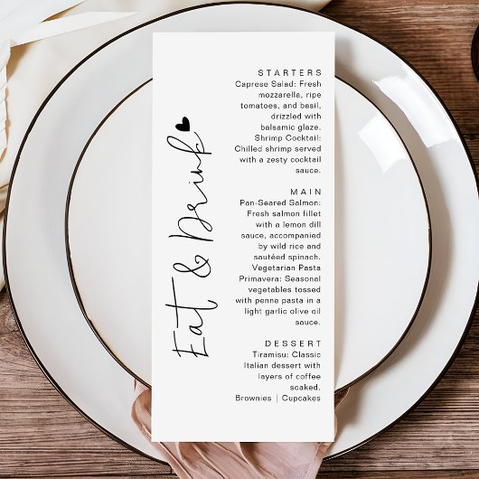 Modern Script Typography | Eat & Drink Wedding Menükarte