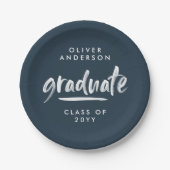 Modern script typography navy blue graduation clas pappteller (Vorderseite)